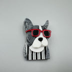Dog Wearing Glasses Acrylic Brooch PA5015