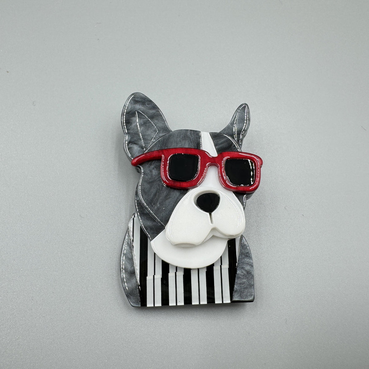 Dog Wearing Glasses Acrylic Brooch PA5015