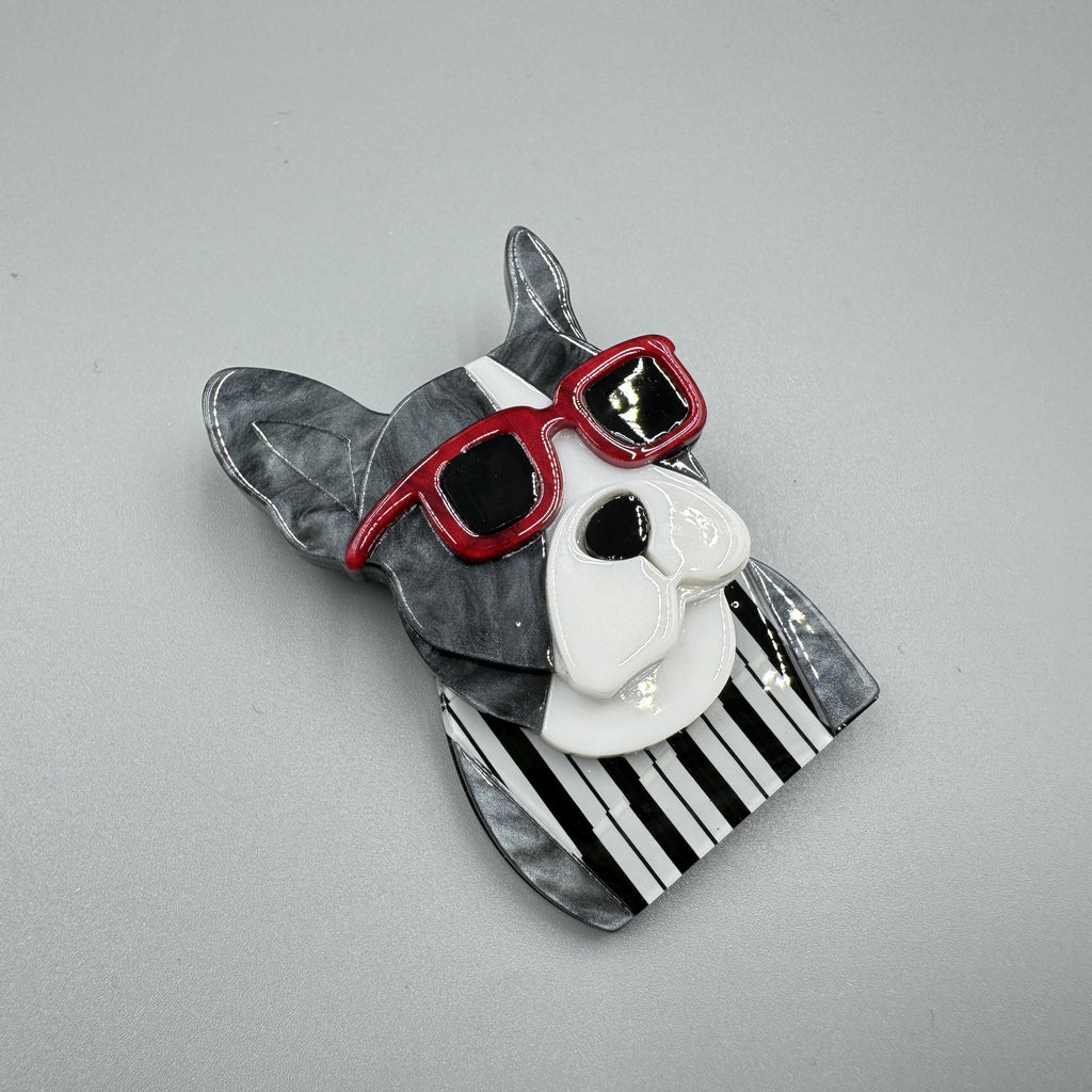 Dog Wearing Glasses Acrylic Brooch PA5015