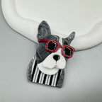 Dog Wearing Glasses Acrylic Brooch PA5015