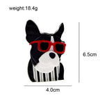 Dog Wearing Glasses Acrylic Brooch PA5015