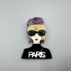 Wear Paris Shirt Girl Acrylic Brooch PA5018