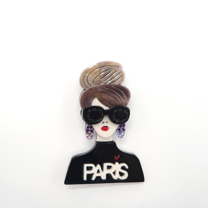 Wear Paris Shirt Girl Acrylic Brooch PA5018