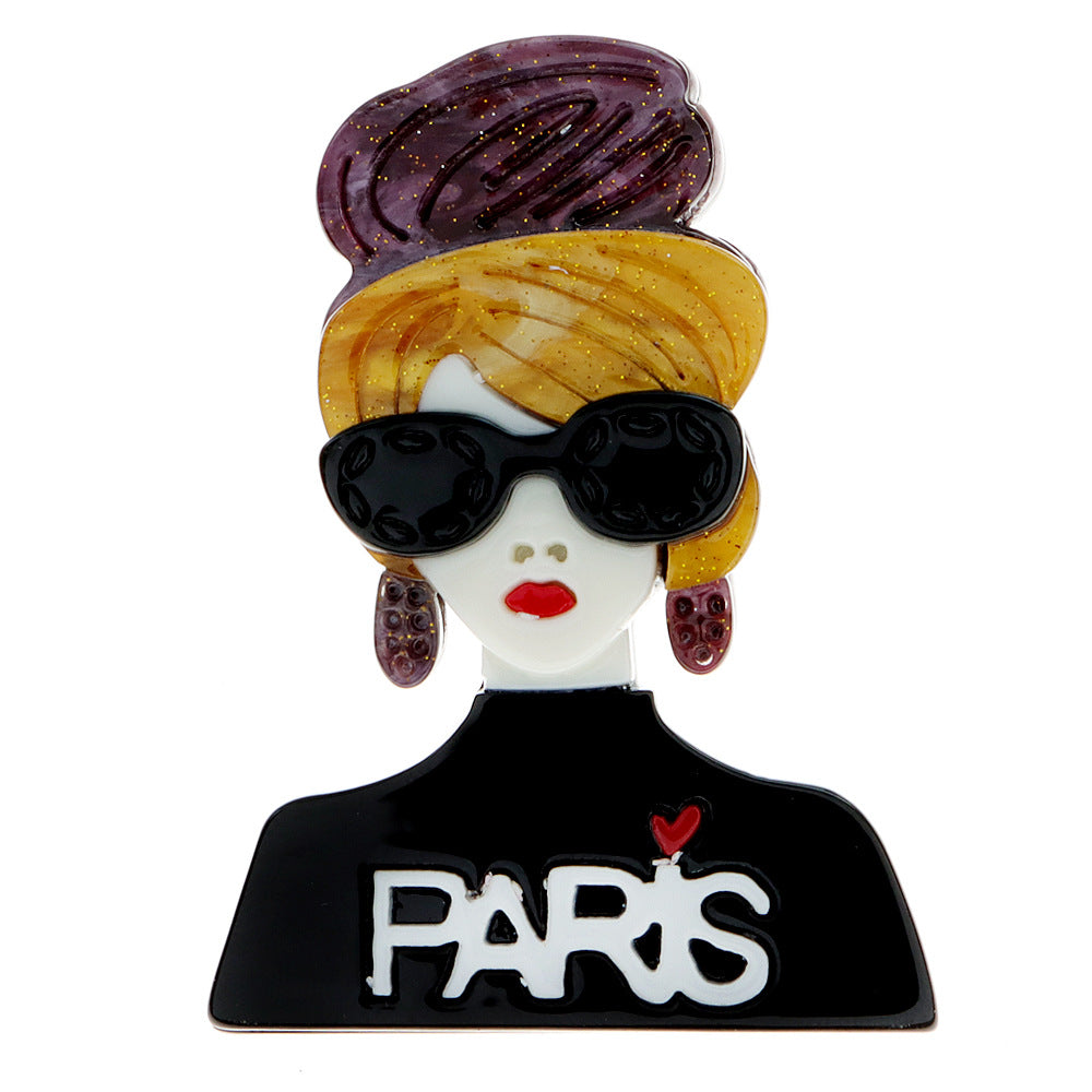 Wear Paris Shirt Girl Acrylic Brooch PA5018