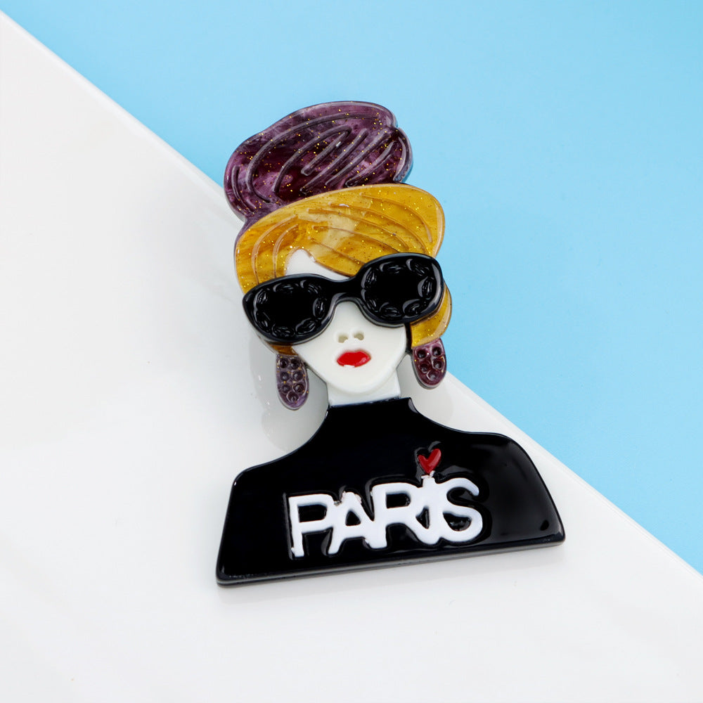 Wear Paris Shirt Girl Acrylic Brooch PA5018