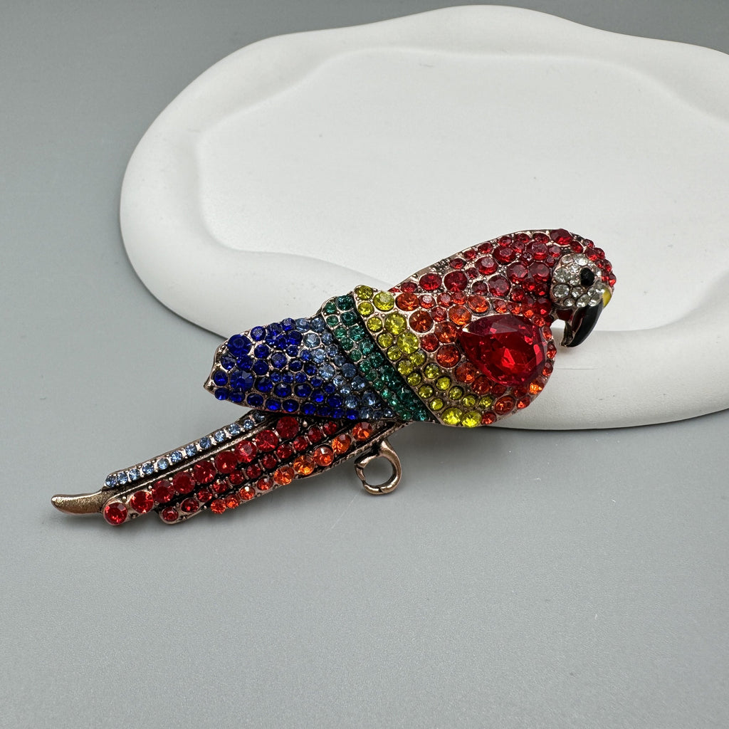 Parrot Bird Rhinestone Brooch PA5115