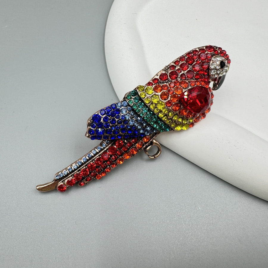 Parrot Bird Rhinestone Brooch PA5115