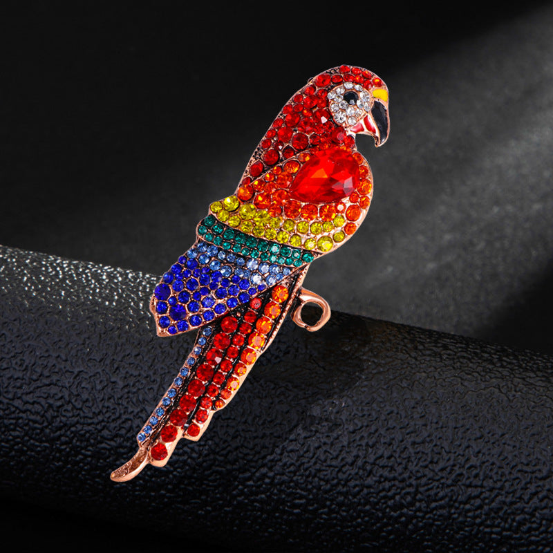Parrot Bird Rhinestone Brooch PA5115
