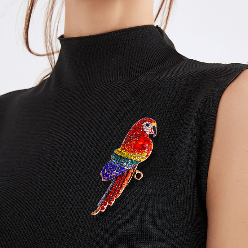 Parrot Bird Rhinestone Brooch PA5115