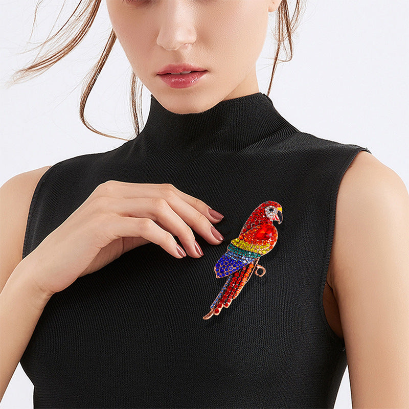 Parrot Bird Rhinestone Brooch PA5115