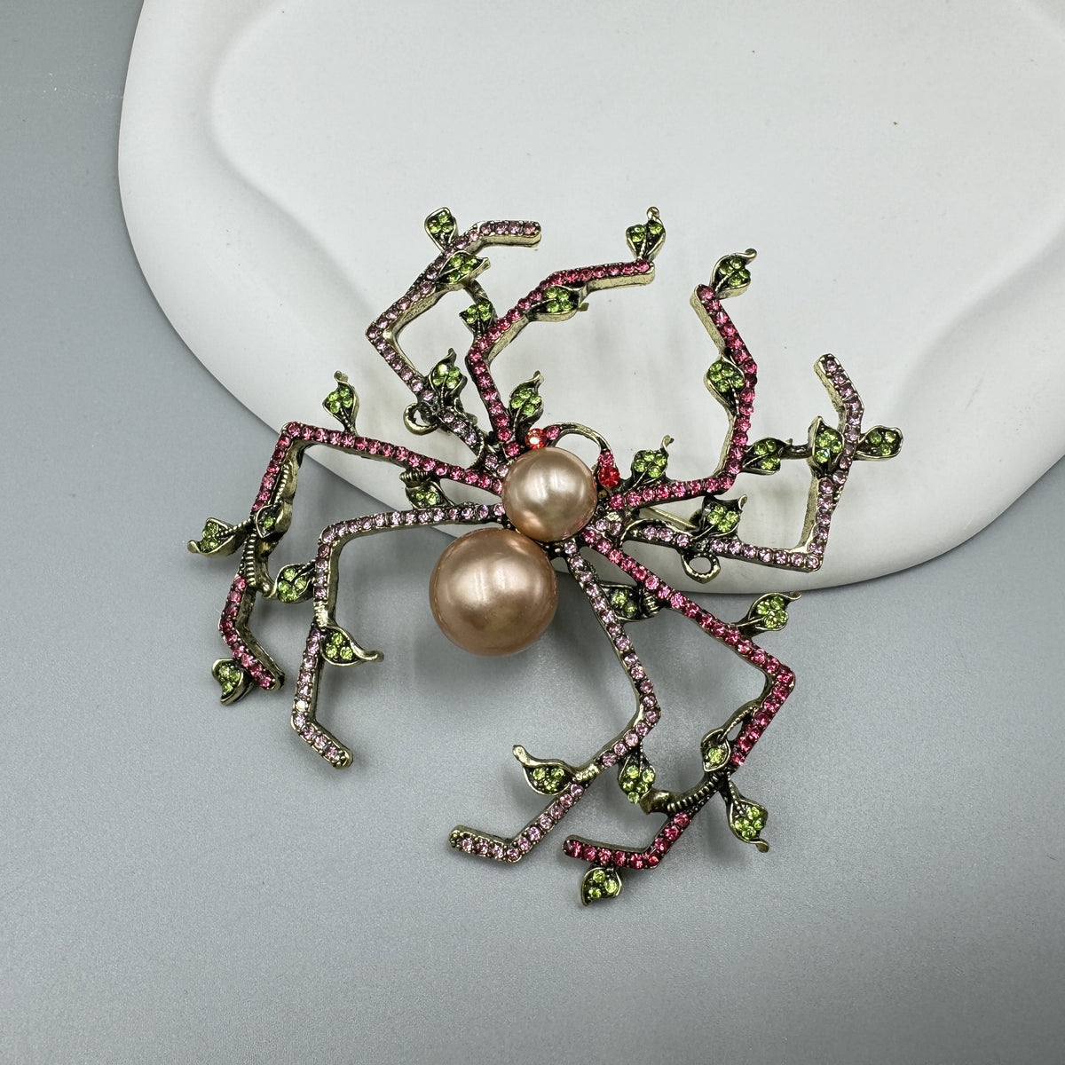 Pearl Spider Rhinestone Brooch PA5116