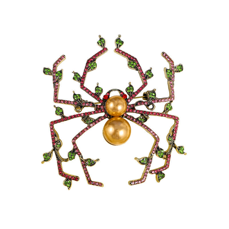 Pearl Spider Rhinestone Brooch PA5116