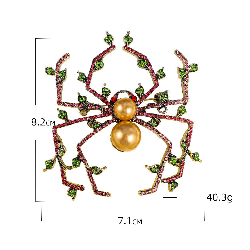 Pearl Spider Rhinestone Brooch PA5116