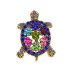 Floral Turtle Rhinestone Brooch PA5129