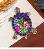Floral Turtle Rhinestone Brooch PA5129