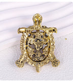 Floral Turtle Rhinestone Brooch PA5129