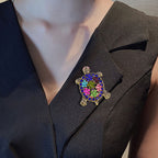 Floral Turtle Rhinestone Brooch PA5129
