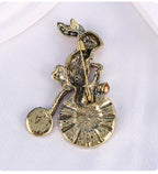 Bunny Riding Bike Rhinestone Brooch PA5135