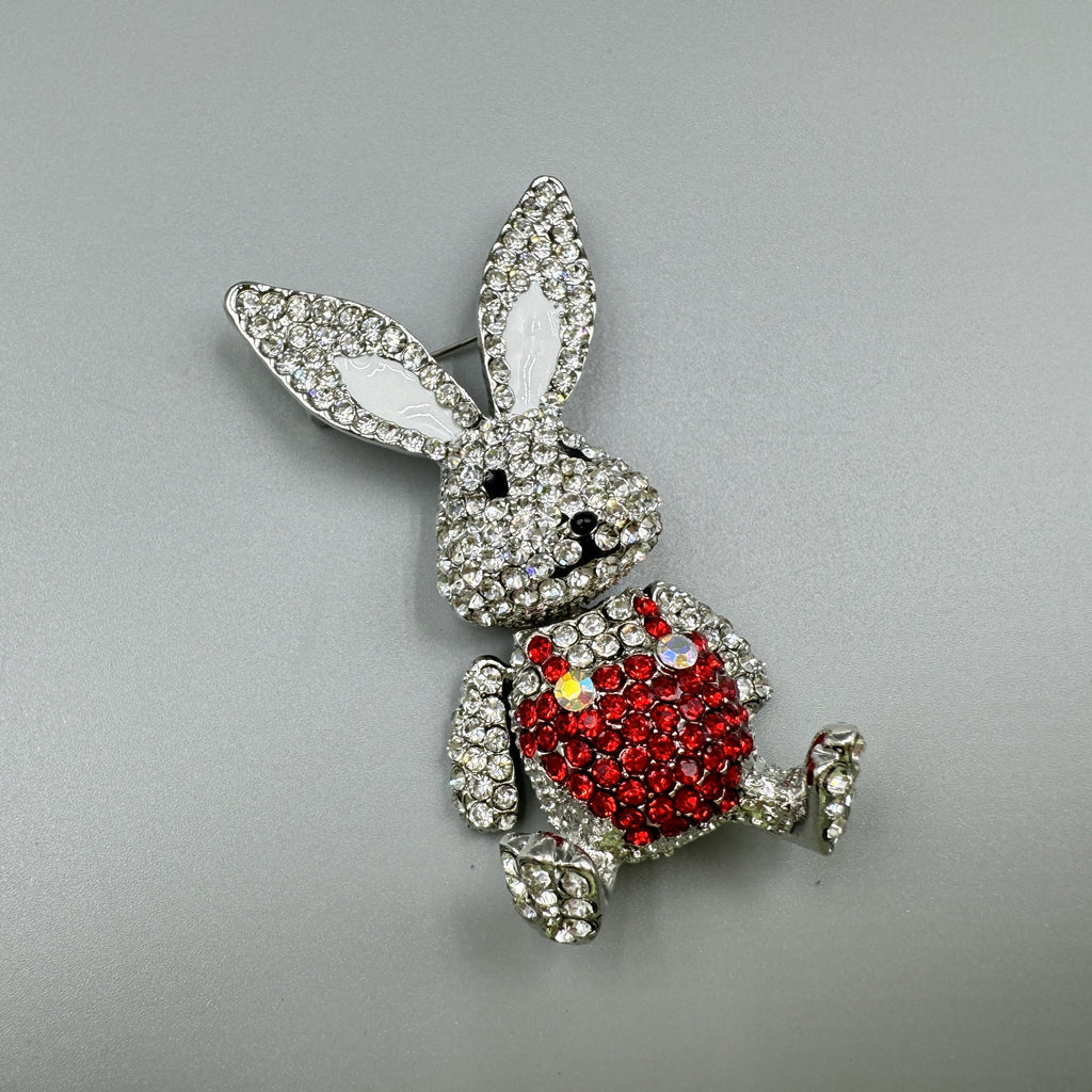 Bunny Rhinestone Brooch PA5145