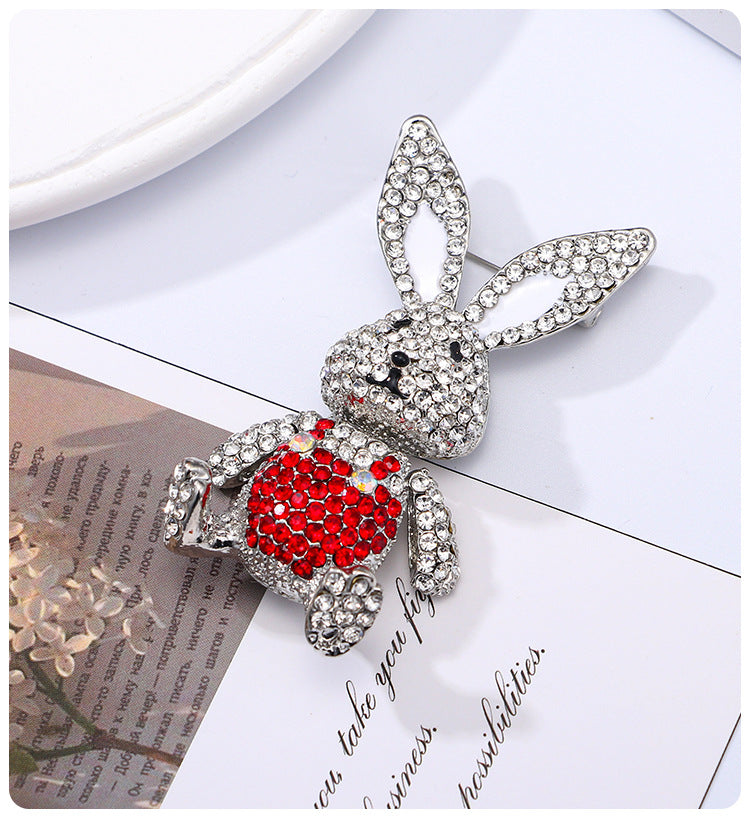 Bunny Rhinestone Brooch PA5145