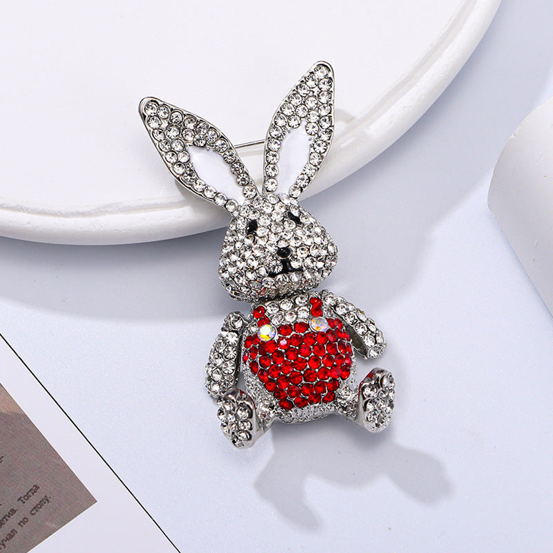 Bunny Rhinestone Brooch PA5145