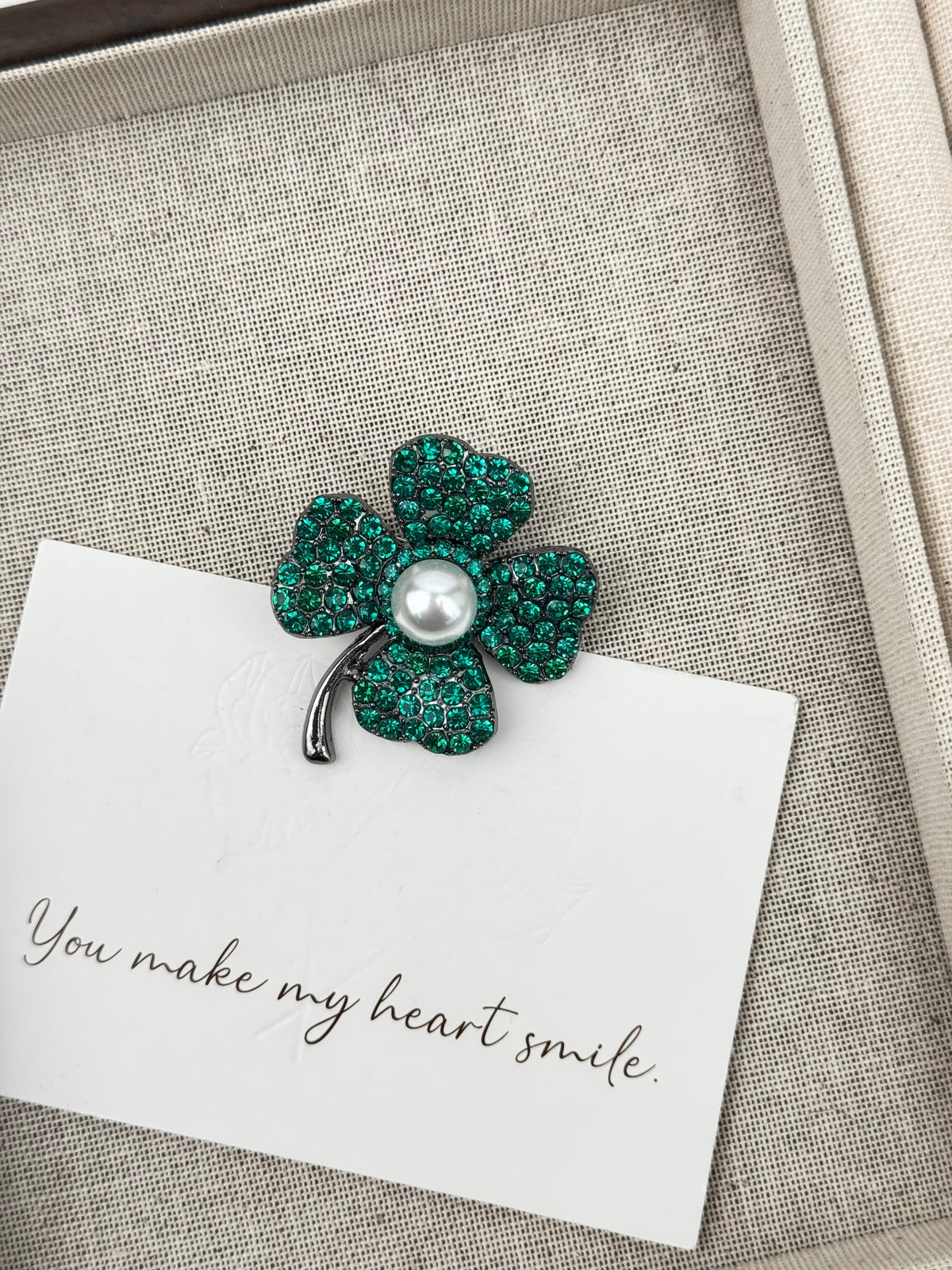 Blue Turquoise Clover Brooch PA5178