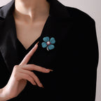 Blue Turquoise Clover Brooch PA5178