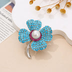 Blue Turquoise Clover Brooch PA5178