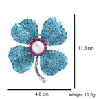 Blue Turquoise Clover Brooch PA5178