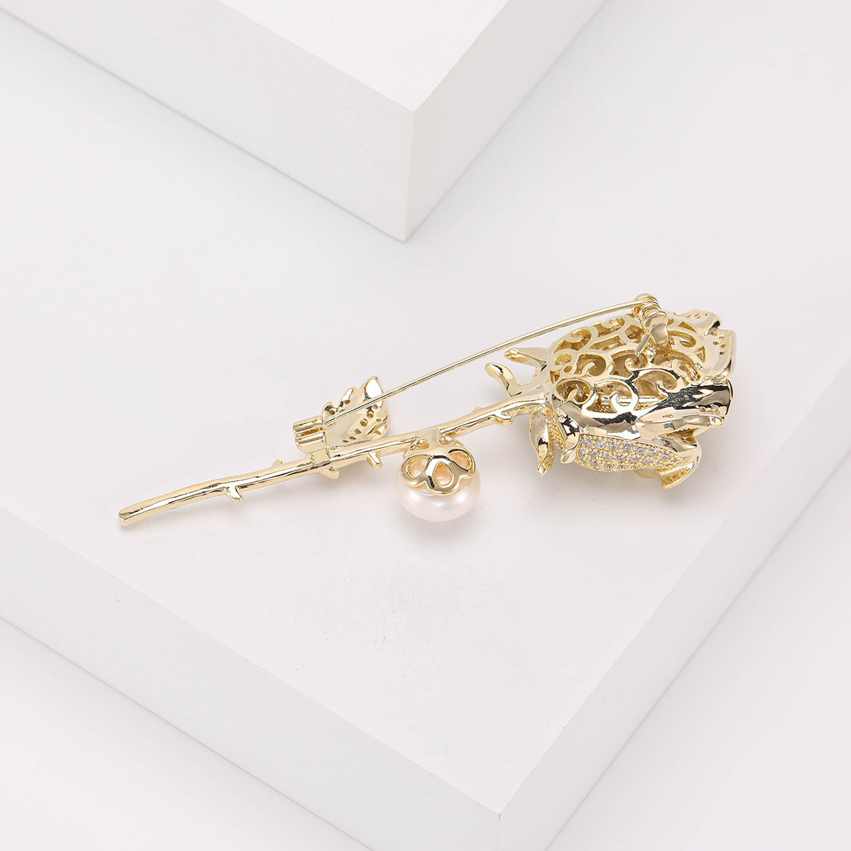 Rose Flowers Rhinestone Brooch PA5191