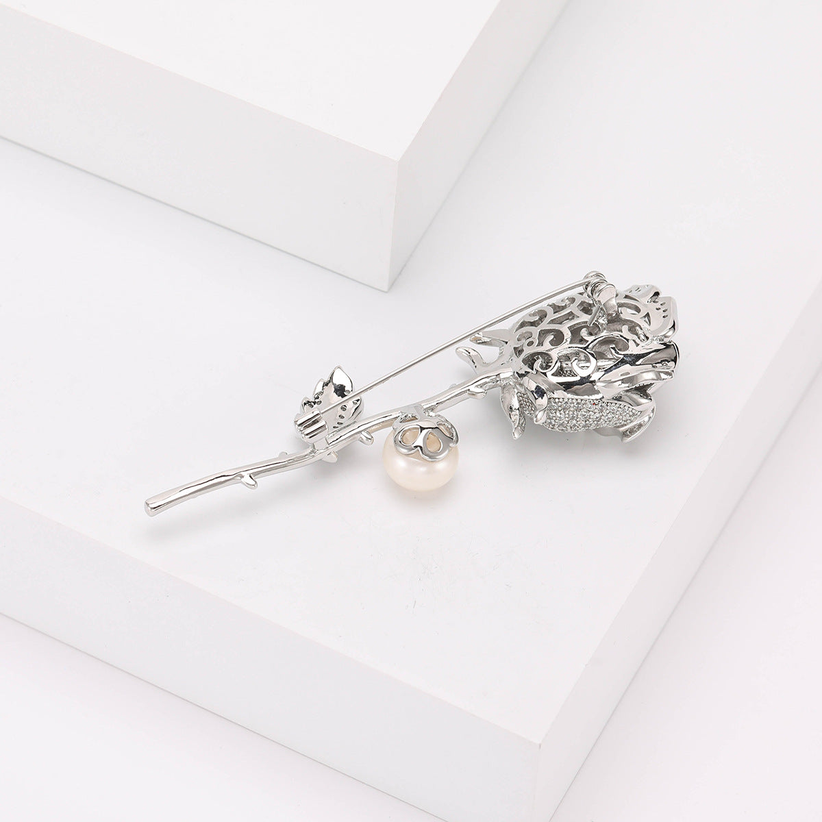 Rose Flowers Rhinestone Brooch PA5191