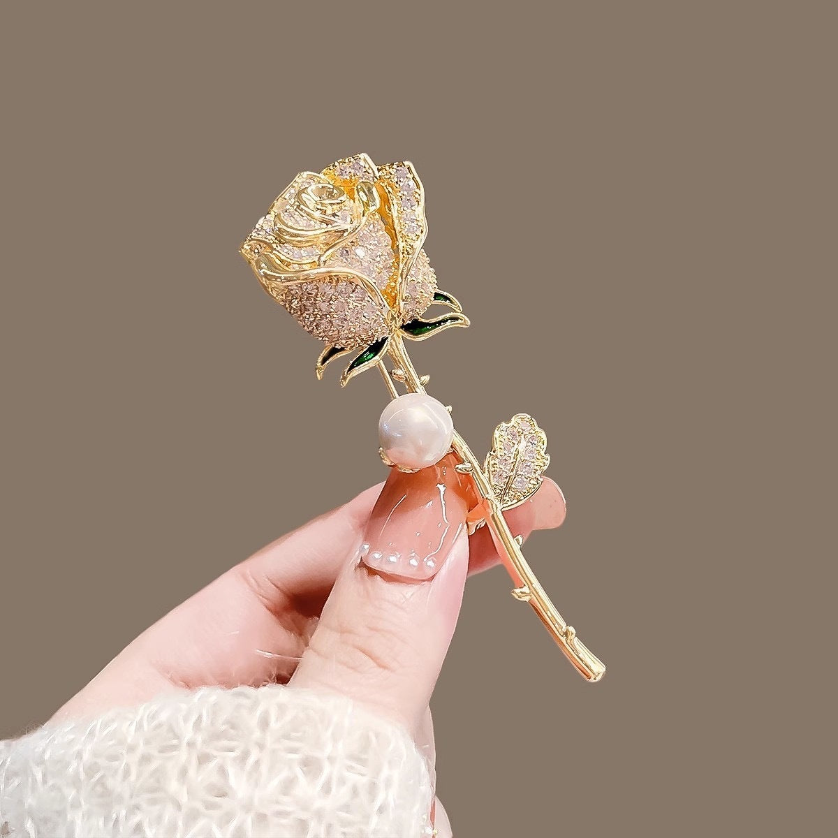 Rose Flowers Rhinestone Brooch PA5191