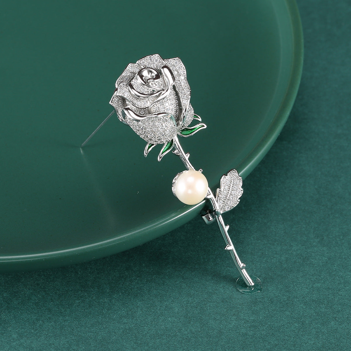 Rose Flowers Rhinestone Brooch PA5191