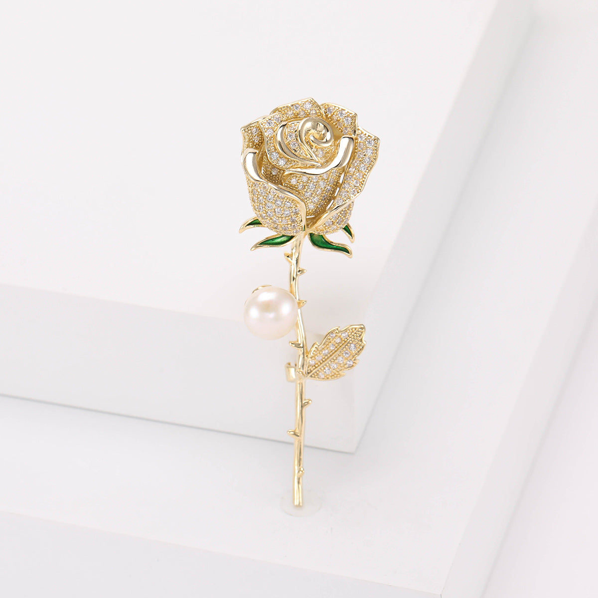 Rose Flowers Rhinestone Brooch PA5191