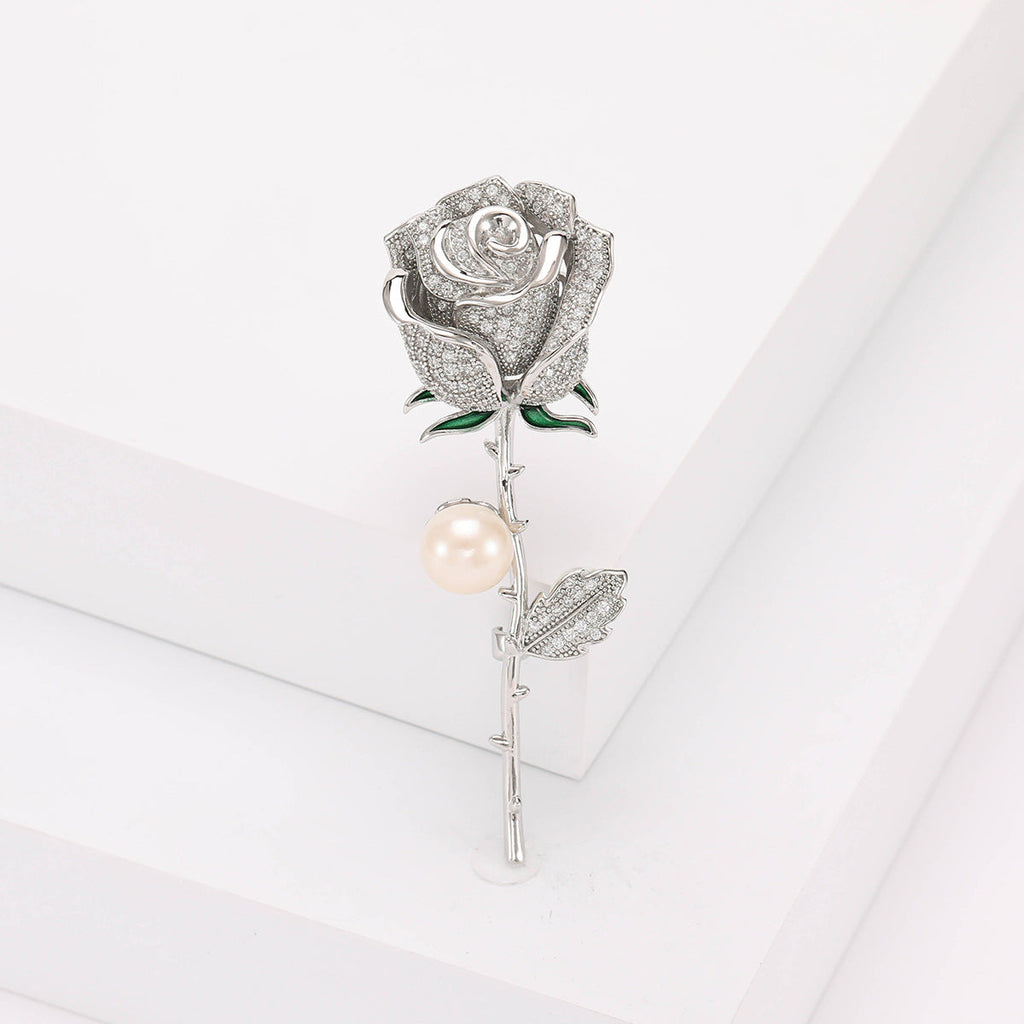 Rose Flowers Rhinestone Brooch PA5191