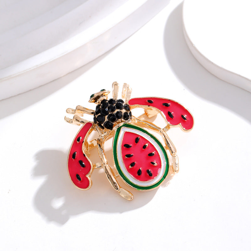 Watermelon Bee Rhinestone Brooch PA5200