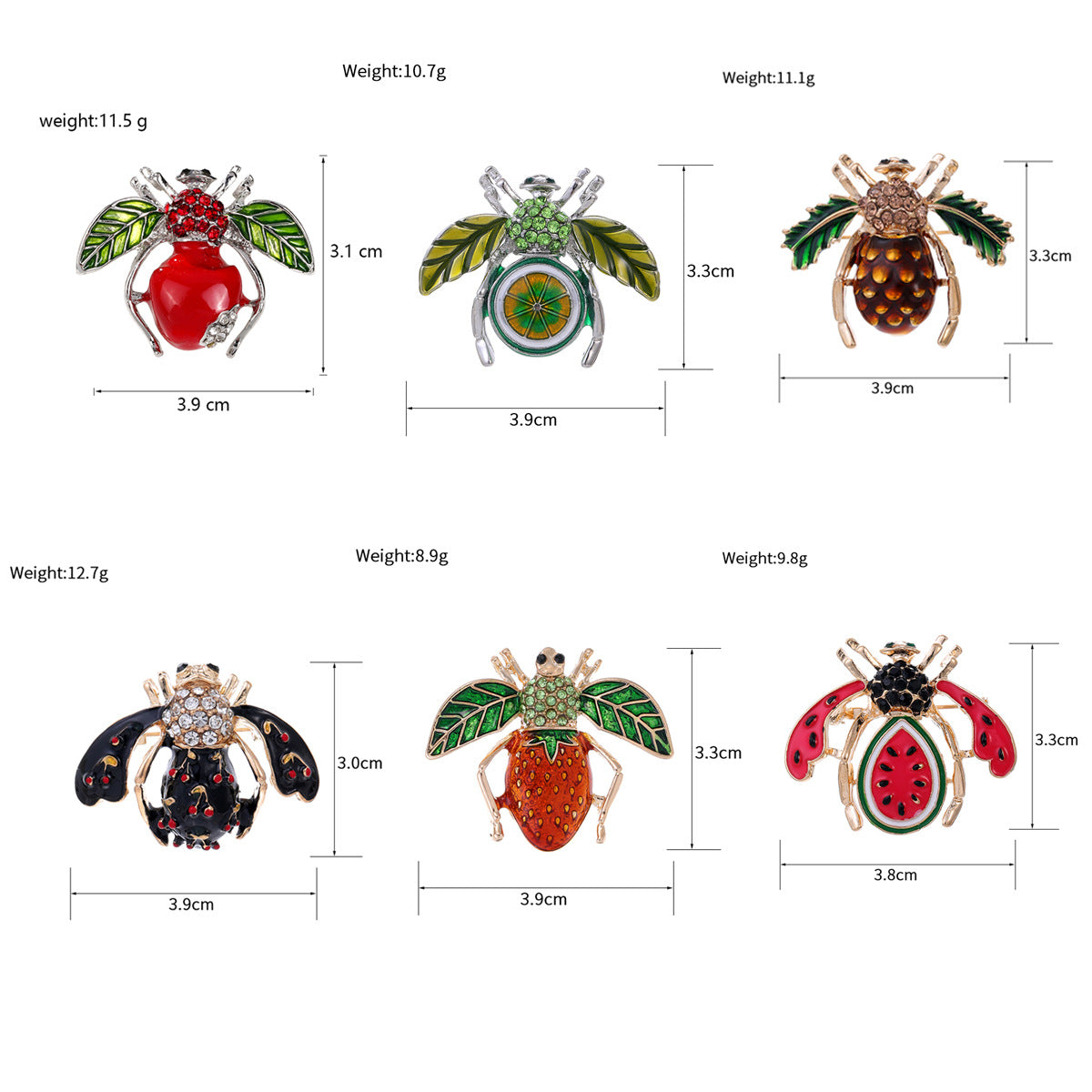 Watermelon Bee Rhinestone Brooch PA5200