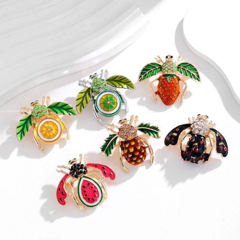 Watermelon Bee Rhinestone Brooch PA5200