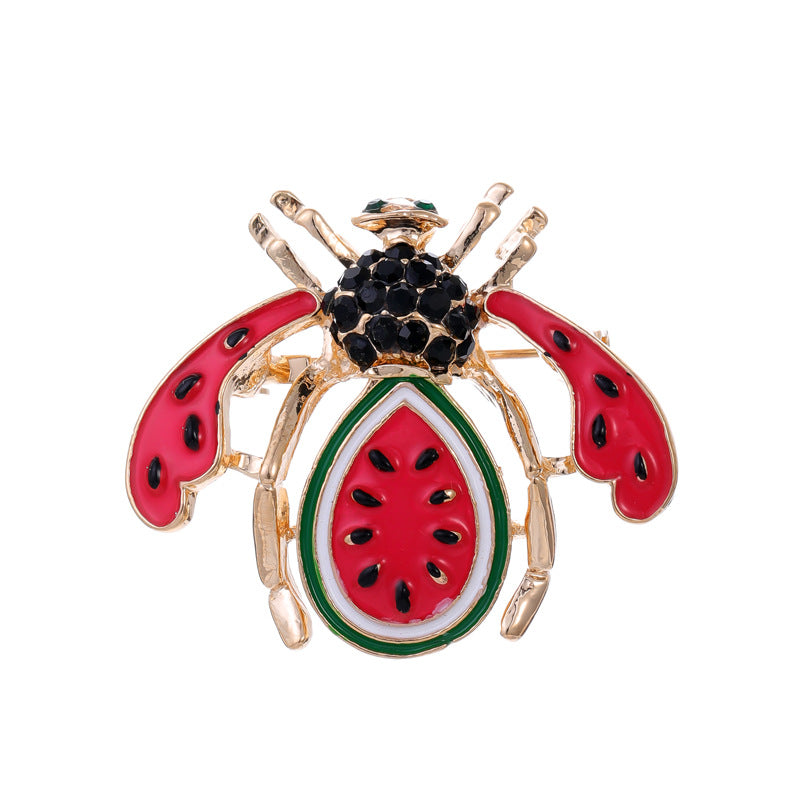 Watermelon Bee Rhinestone Brooch PA5200