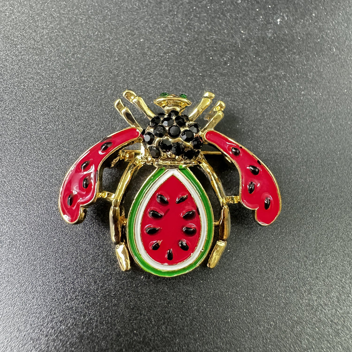 Watermelon Bee Rhinestone Brooch PA5200