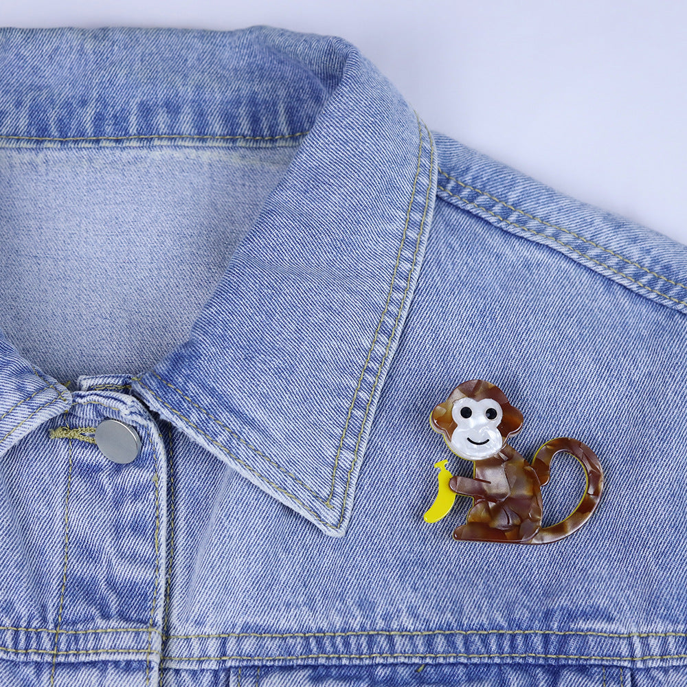 Monkey Shaped Acrylic Brooch PA5220