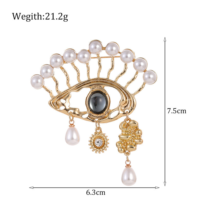 Pearl Evil Eye Alloy Brooch PA5228