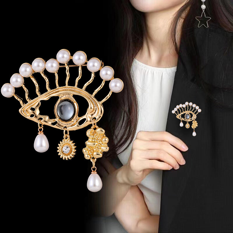 Pearl Evil Eye Alloy Brooch PA5228
