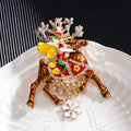 Christmas Santa Elk Rhinestone Brooch PA5244