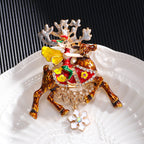 Christmas Santa Elk Rhinestone Brooch PA5244