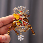 Christmas Santa Elk Rhinestone Brooch PA5244