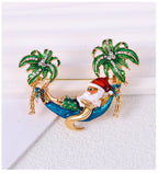 Christmas Santa Claus On Vacation Brooch PA5254