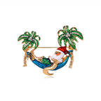 Christmas Santa Claus On Vacation Brooch PA5254