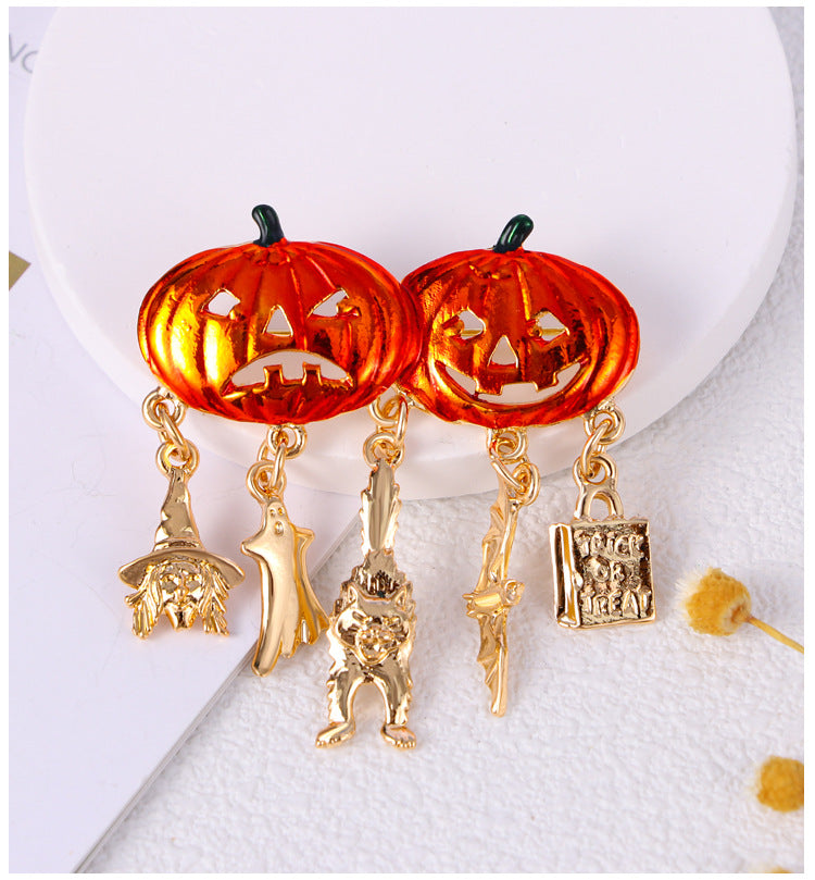 Halloween Evil Pumpkin Enamel Brooch PA5257