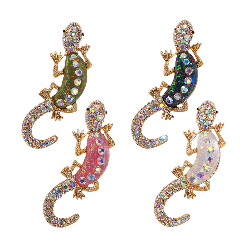 Rhinestone Lizard Animal Brooch PA5271